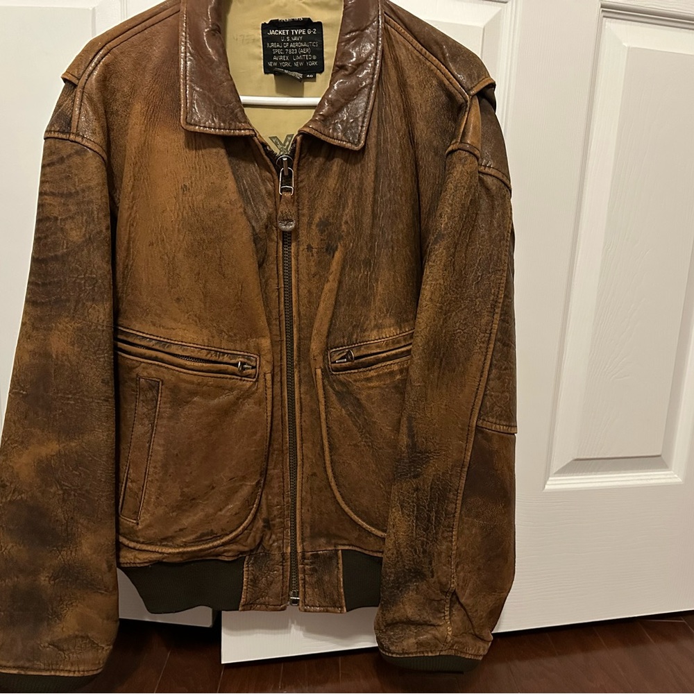 Avirex Brown Military Field Jacket Genuine Leather